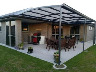 Elegant curved awning providing shade
