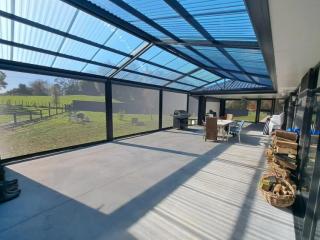 Outdoor blinds providing shade