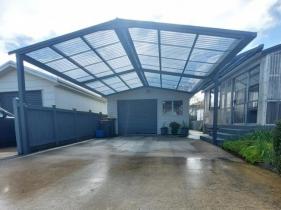Elegant gable awning providing shade
